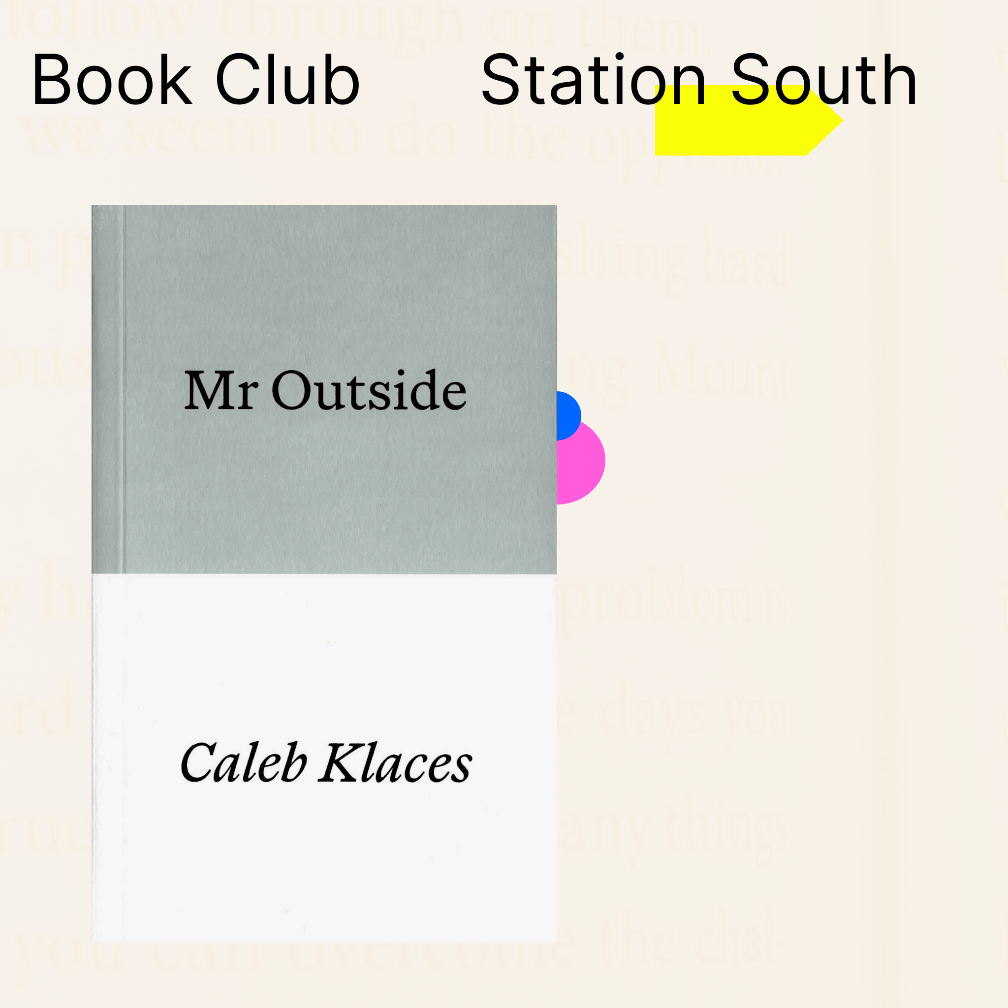 Book Club, Station South, Wednesday 21st January, 7-8.15pm