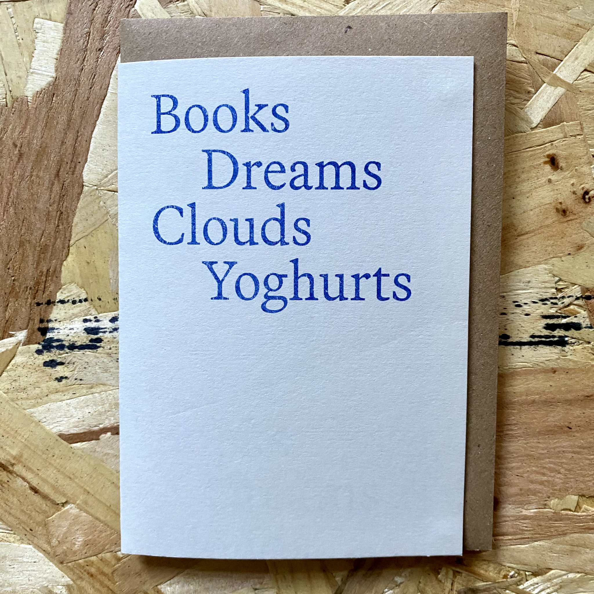 Greeting Card | Books Dreams Clouds Yoghurts