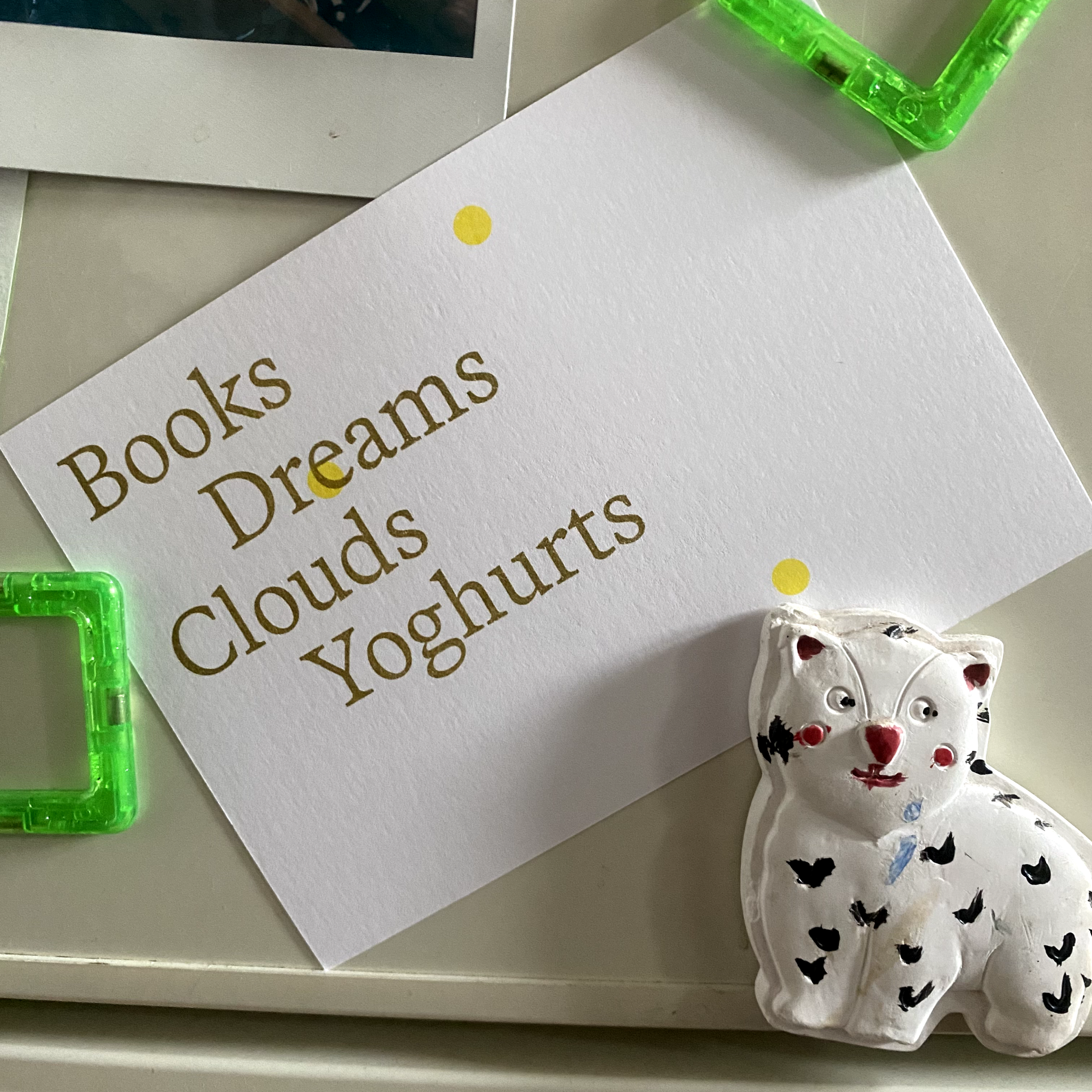 Postcard | Books Dreams Clouds Yoghurts